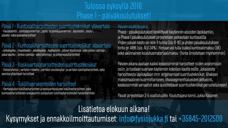 Phase-päiväkoulutukset syksyllä 2016