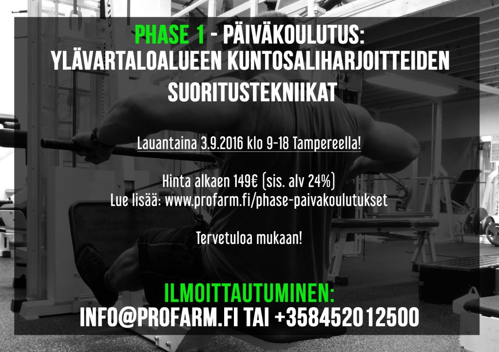 Kuntosaliharjoitteiden koulutus Tampereella (sisältää mm. kulmasoudun suoritustekniikan)