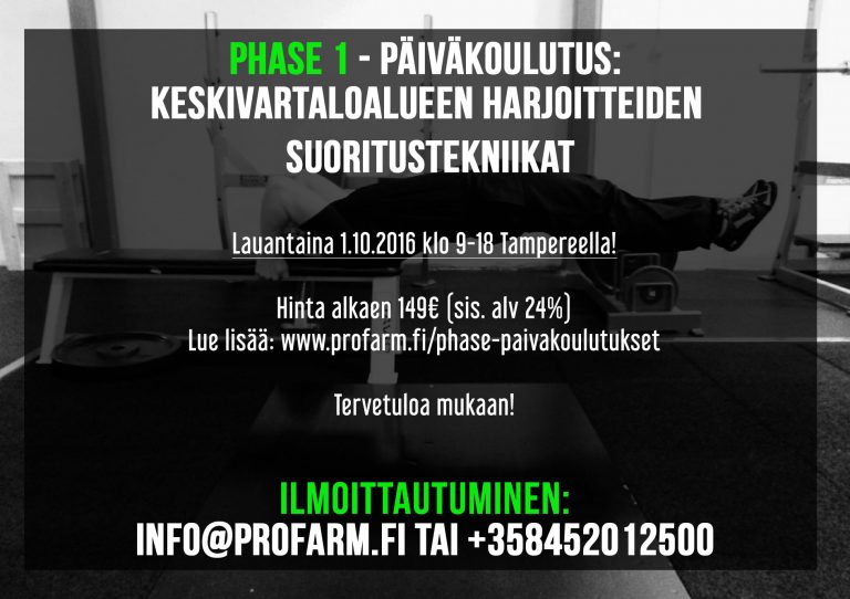 Keskivartaloharjoitteiden koulutus Tampereella